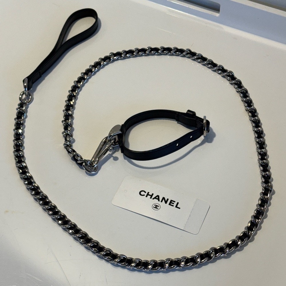 Chanel Silver and Black Dog Leash - Picture 6 of 11